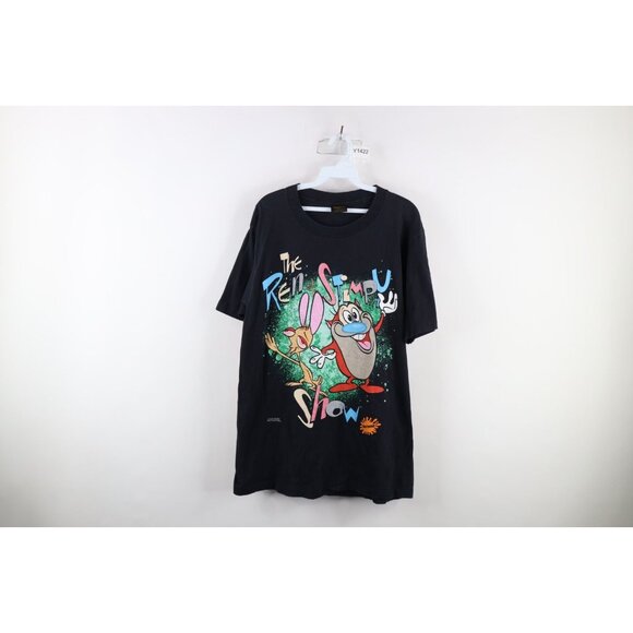 Vintage 90s Mens Large Spell Out The Ren & Stimpy Show Short Sleeve T-Shirt USA